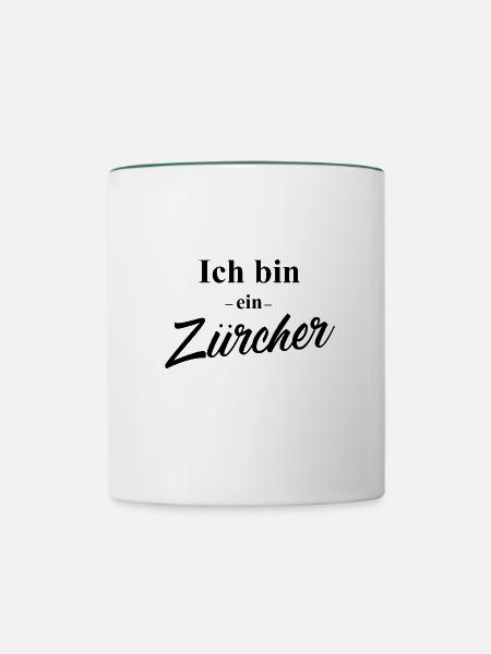 Ich bin ein Zürcher - Tasse zweifarbig - Weiß/Dunkelgrün