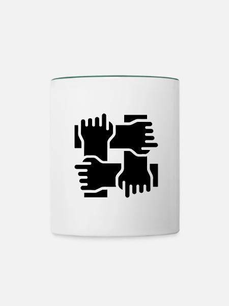Zusammenhalt - Tasse zweifarbig - Weiß/Dunkelgrün