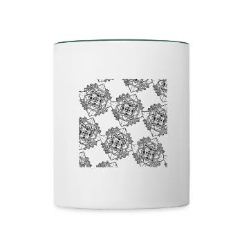 Modèle de mandala - Mug contrasté - blanc/vert foncé - Devant