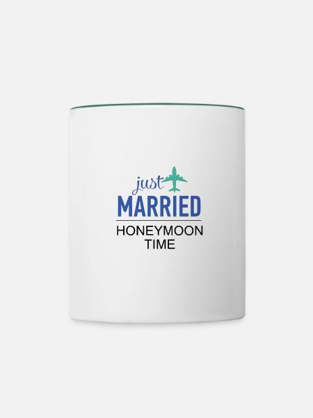 Frisch Verheiratet | Honeymoon - Tasse zweifarbig - Weiß/Dunkelgrün