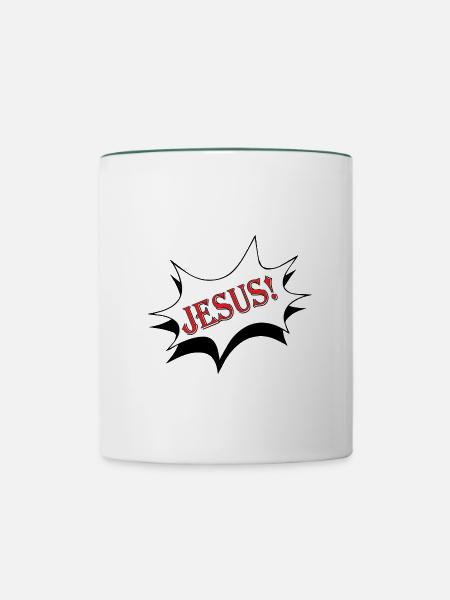 JESUS - Tasse zweifarbig - Weiß/Dunkelgrün