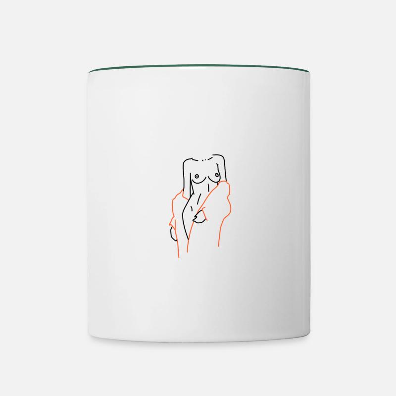 Femme nue dans une illustration de conception de serviette - Mug contrasté - blanc/vert foncé