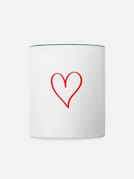 Herz - Tasse zweifarbig - Weiß/Dunkelgrün
