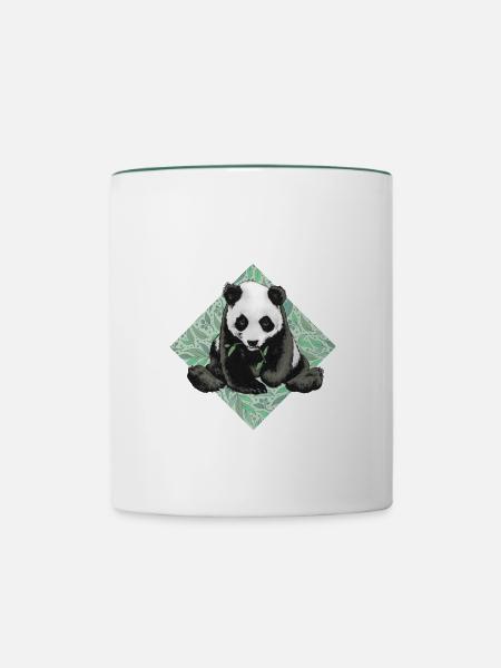 Panda - Tasse zweifarbig - Weiß/Dunkelgrün