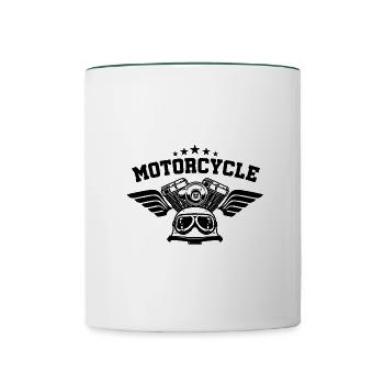 Étoile de moto - Mug contrasté - blanc/vert foncé - Devant
