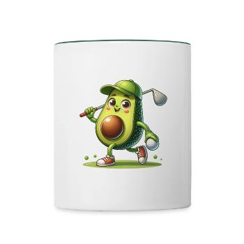 Funny Golf Avocado Golfer: Swing - Contrasting Mug - white/dark green - Front