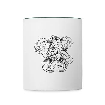 tubercule, cannabis, marijuana, herbe, herbe - Mug contrasté - blanc/vert foncé - Devant