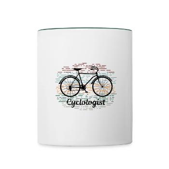 Fahrrad - Tasse zweifarbig - Weiß/Dunkelgrün - Vorne