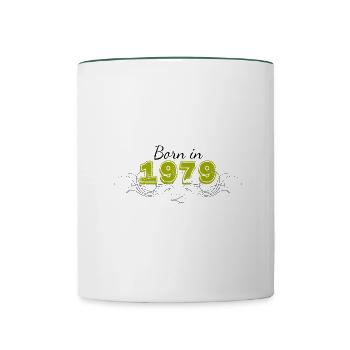 Né en 1979 - Mug contrasté - blanc/vert foncé - Devant