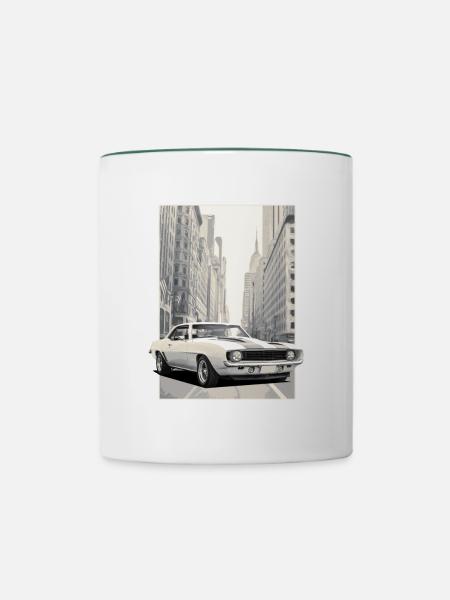 Oldtimer Cam 17 Skyline - Tasse zweifarbig - Weiß/Dunkelgrün