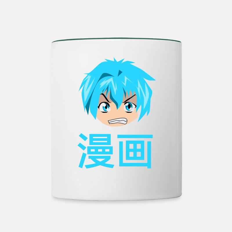 manga bleu - Mug contrasté - blanc/vert foncé