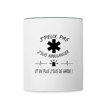 J'peux pas j'suis ambulancier - Mug contrasté - blanc/vert foncé - Devant