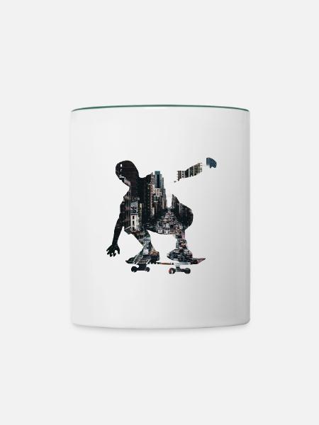 Skateboarder Skater - Tasse zweifarbig - Weiß/Dunkelgrün