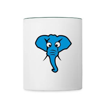 elephant animaux rigolo - Mug contrasté - blanc/vert foncé - Devant