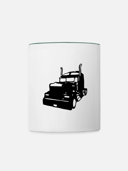 amerikanischer LKW - Tasse zweifarbig - Weiß/Dunkelgrün