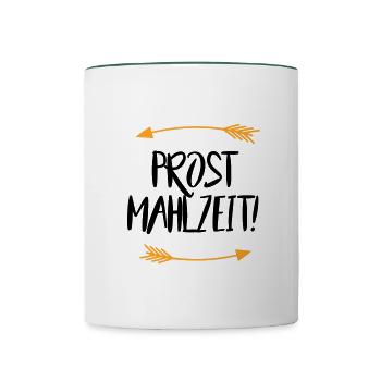 Sprüche Prost Mahlzeit - Tasse zweifarbig - Weiß/Dunkelgrün - Vorne