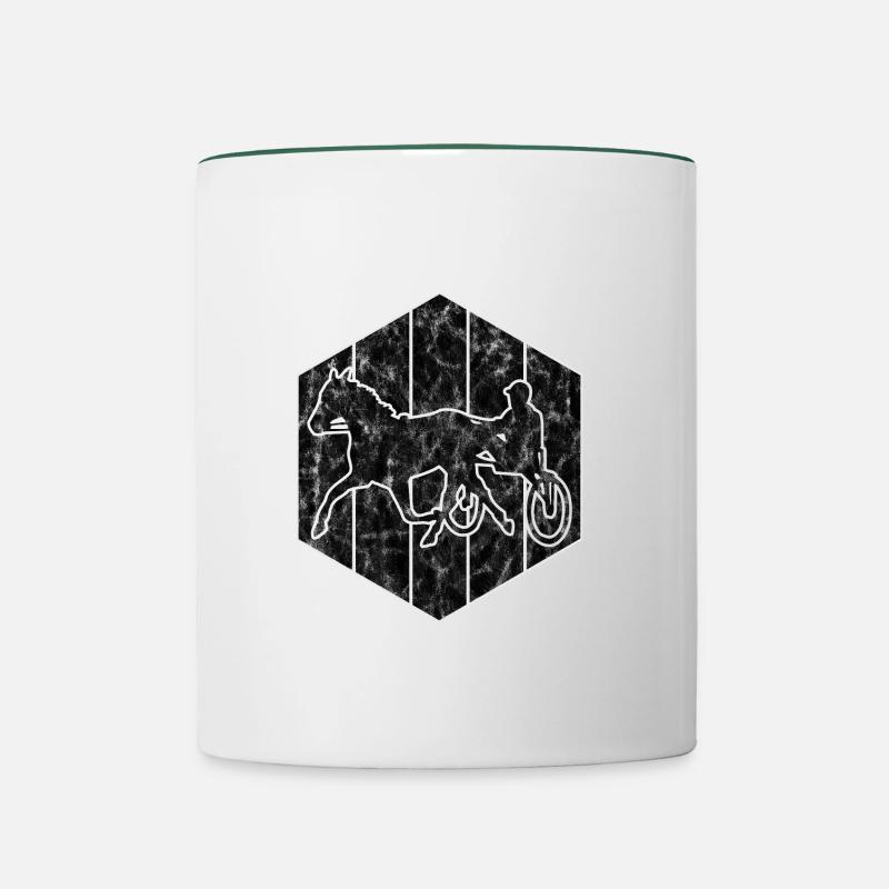 Trotteur trotter dans un style rétro ou vintage - Mug contrasté - blanc/vert foncé