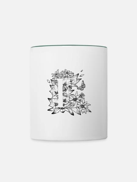 Initiale E - Tasse zweifarbig - Weiß/Dunkelgrün
