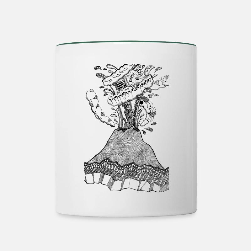 Volcano pattern - Contrasting Mug - white/dark green