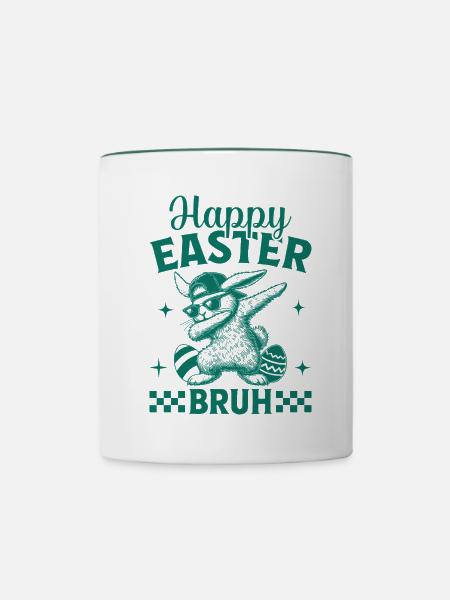 Happy Easter Bruh - Tasse zweifarbig - Weiß/Dunkelgrün