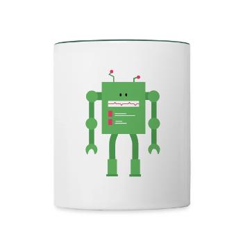 Robot green - Contrasting Mug - white/dark green - Front