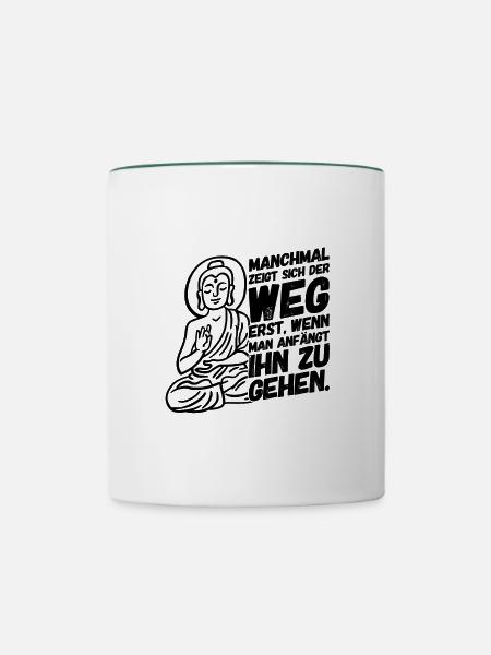 Buddha Weg Buddhismus II - Tasse zweifarbig - Weiß/Dunkelgrün