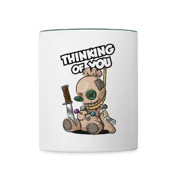 Voodoo Puppe Thinking of you Ich denk an dich - Tasse zweifarbig - Weiß/Dunkelgrün - Vorne