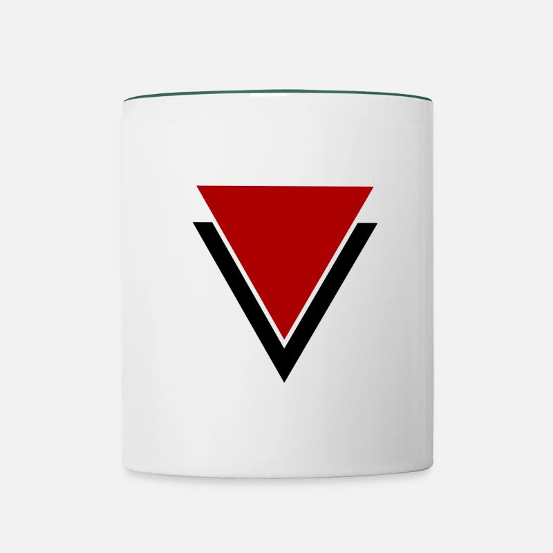 deux triangles motifs - Mug contrasté - blanc/vert foncé