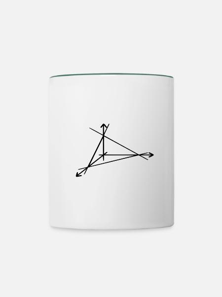 schlichte Pyramide / Geometrie - Tasse zweifarbig - Weiß/Dunkelgrün