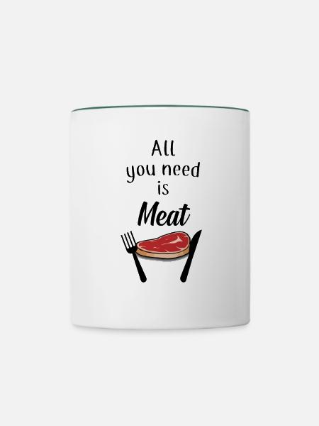 Fleisch, Meat - Tasse zweifarbig - Weiß/Dunkelgrün