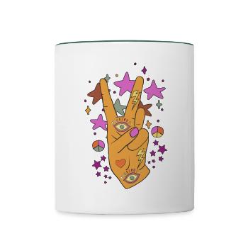 Happy Victory - Contrasting Mug - white/dark green - Front