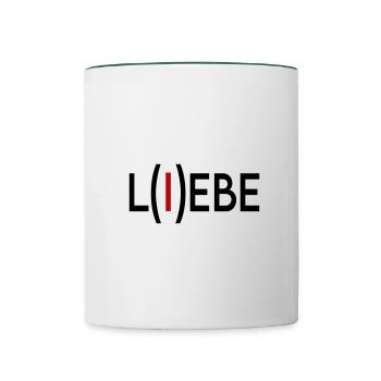 Liebe Lebe Love Live Sprüche I Love - Tasse zweifarbig - Weiß/Dunkelgrün - Vorne