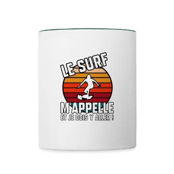 Le surf m’appelle - Mug contrasté - blanc/vert foncé - Devant