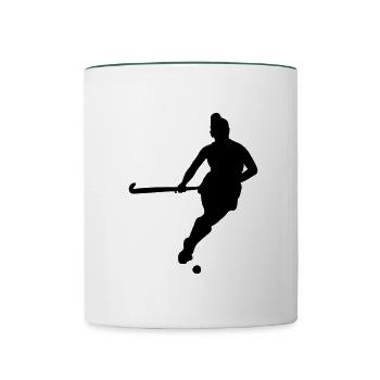 field hockey player silhouette - Contrasting Mug - white/dark green - Front