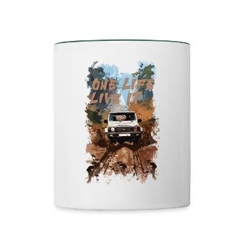 4x4 Offroad 4wheeler Adventure LJ SJ Jimny - Tasse zweifarbig - Weiß/Dunkelgrün - Vorne