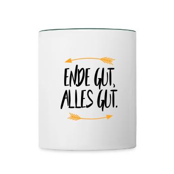 Ende gut alles gut - Tasse zweifarbig - Weiß/Dunkelgrün - Vorne