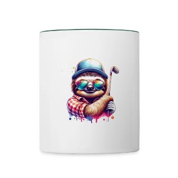 Faultier Golfspieler Golf Kurs Hunde - Tasse zweifarbig - Weiß/Dunkelgrün - Vorne