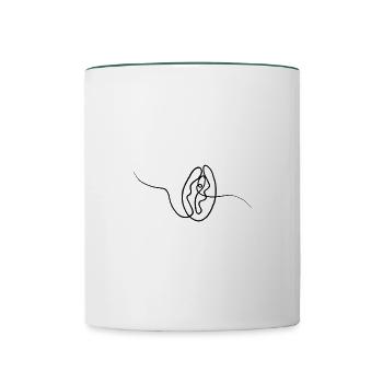 "Vulva" One Line Art Drawing - Tasse zweifarbig - Weiß/Dunkelgrün - Vorne