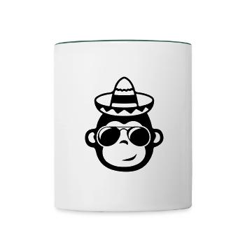 affe cool - Tasse zweifarbig - Weiß/Dunkelgrün - Vorne