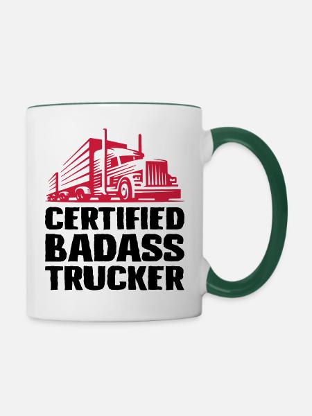 Certified badass trucker - Tasse zweifarbig - Weiß/Dunkelgrün