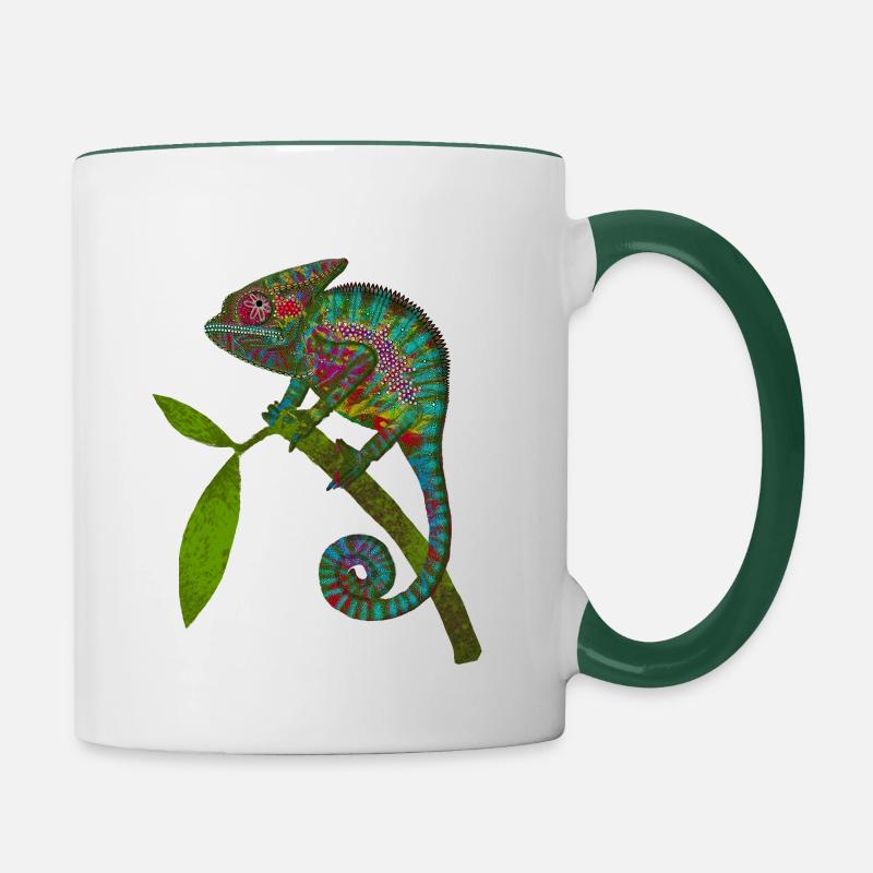 Chamaeleon - Tasse zweifarbig - Weiß/Dunkelgrün