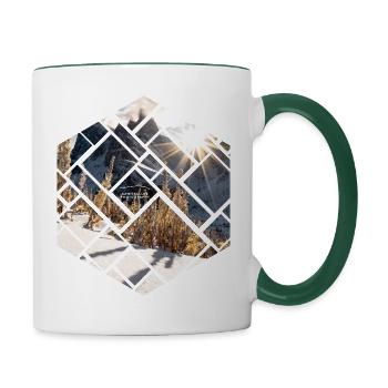 Dolomites Seceda Paysage hivernal - Mug contrasté - blanc/vert foncé - Droite