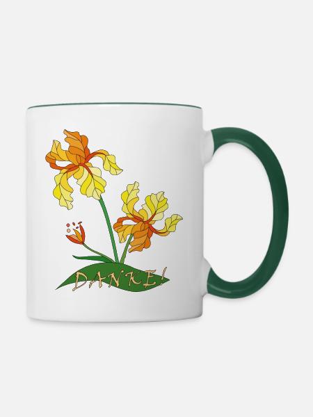 Danke - Tasse zweifarbig - Weiß/Dunkelgrün