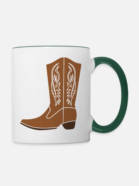 Cowboystiefel - Tasse zweifarbig - Weiß/Dunkelgrün