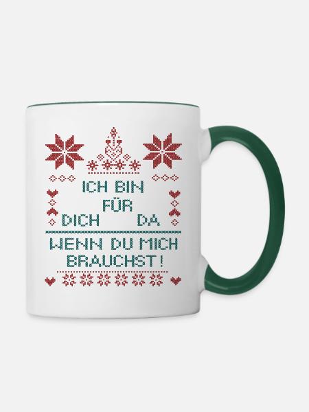 ich bin für dich da - Tasse zweifarbig - Weiß/Dunkelgrün