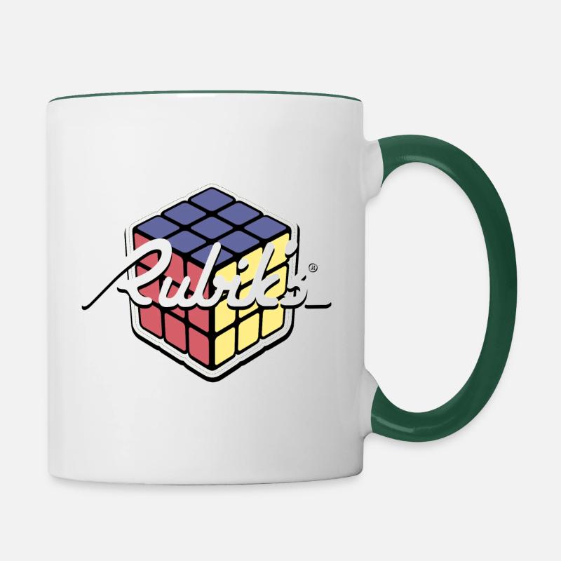Rubik's Cube Retro Style - Contrasting Mug - white/dark green