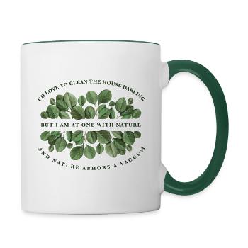 Kein Staubsaugen - Tasse zweifarbig - Weiß/Dunkelgrün - Rechts