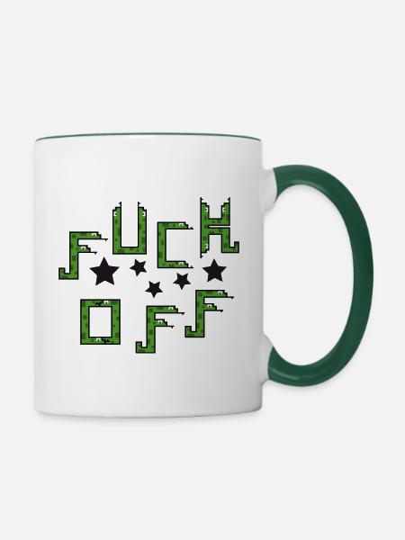 Verpiss dich mit Retroschlangen - Tasse zweifarbig - Weiß/Dunkelgrün