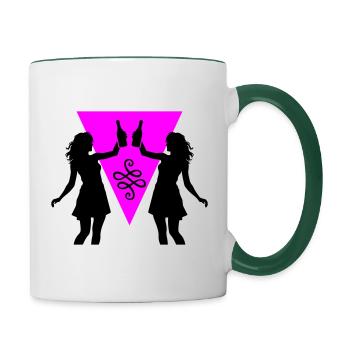 Silhouette de fille de fête célébrant la consommation d’alcool - Mug contrasté - blanc/vert foncé - Droite