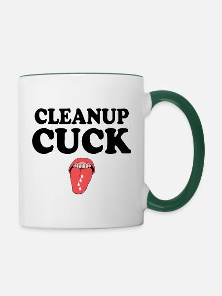 Cuckold clean up - Tasse zweifarbig - Weiß/Dunkelgrün